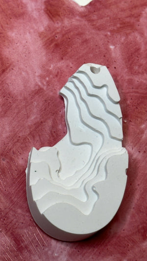 Keramik Ketten Anhänger in Weiß-Oval