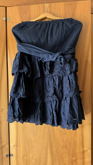 Navy Blau (Schwarz) klassisches Bandeau Kleid