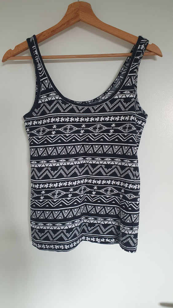 Schwarz/weiss Tank Top Azteken Muster