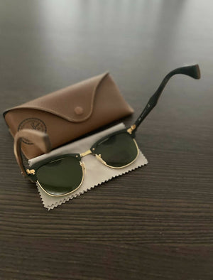 Ray-Ban Clubmaster Wood Walnut Rubber Green Lens Unisex