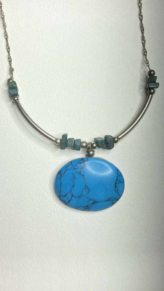Boho Tribal Halskette mit Orientalischem Türkis & kleinen blauen Apatit Edelsteinen
