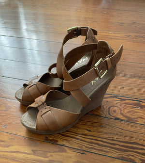 Keilabsatz Leder-Sandalen