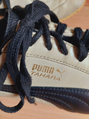Vintage Lederturnschuhe von Puma in beige/schwarz