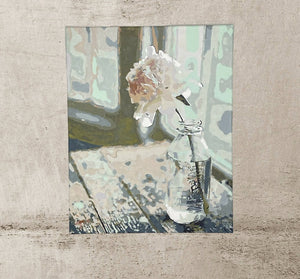 Handgemaltes Bild „Vase mit Pfingstrose“