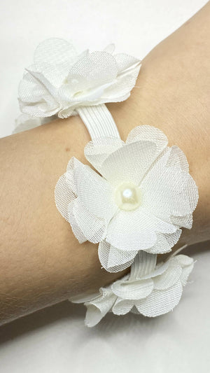 Weißes Blumen Haargummi Armband