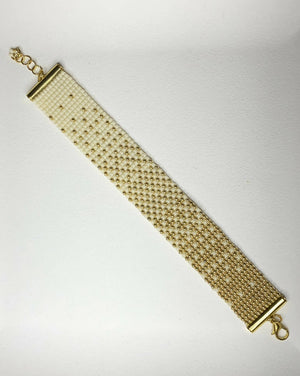 Gold Creme-Weißes Ombré Perlen Armband