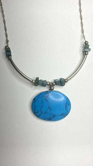 Boho Tribal Halskette mit Orientalischem Türkis & kleinen blauen Apatit Edelsteinen