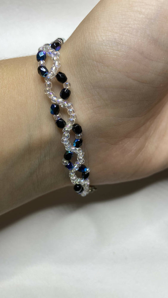 Weiß Blaues Schmuck Set - Armband + Ring